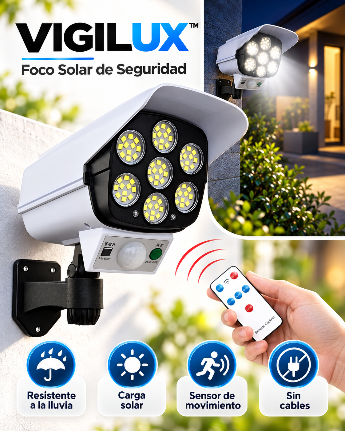 VIGILUX™ | FOCO SOLAR TIPO CAMARA📹 ☀️